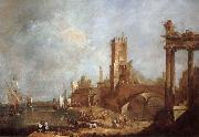 Francesco Guardi Hamnstad with classical ruins Italy France oil painting artist